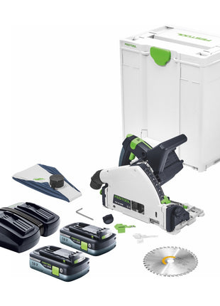 Festool TSC 55 KEB-Basic Akku Tauchsäge 18 V / 36 V ( 2x 18 V ) 160 mm Brushless + 2x Akku 4,0 Ah + Doppelladegerät + Systainer - Toolbrothers