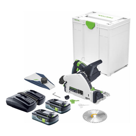 Festool TSC 55 KEB-Basic Akku Tauchsäge 18 V / 36 V ( 2x 18 V ) 160 mm Brushless + 2x Akku 4,0 Ah + Doppelladegerät + Systainer - Toolbrothers