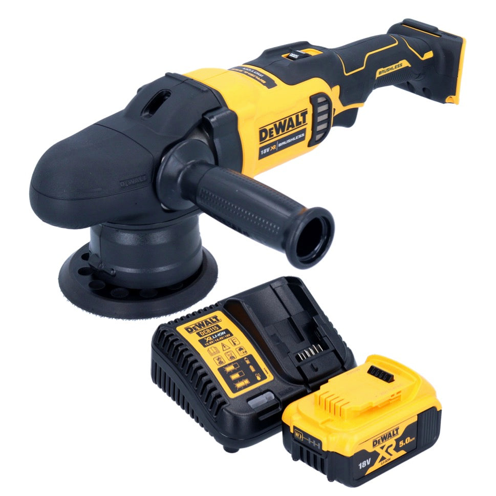 Polisseuse excentrique à batterie DeWalt DCM 848 P1 18 V 125 mm sans balais + 1x batterie 5,0 Ah + chargeur