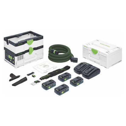 Festool CTMC SYS HPC 4,0 I-Plus Akku Absaugmobil 36 V ( 2x 18 V ) Staubkl. M ( 576942 ) + 4x Akku 4,0 Ah + Ladegerät + Systainer - Toolbrothers