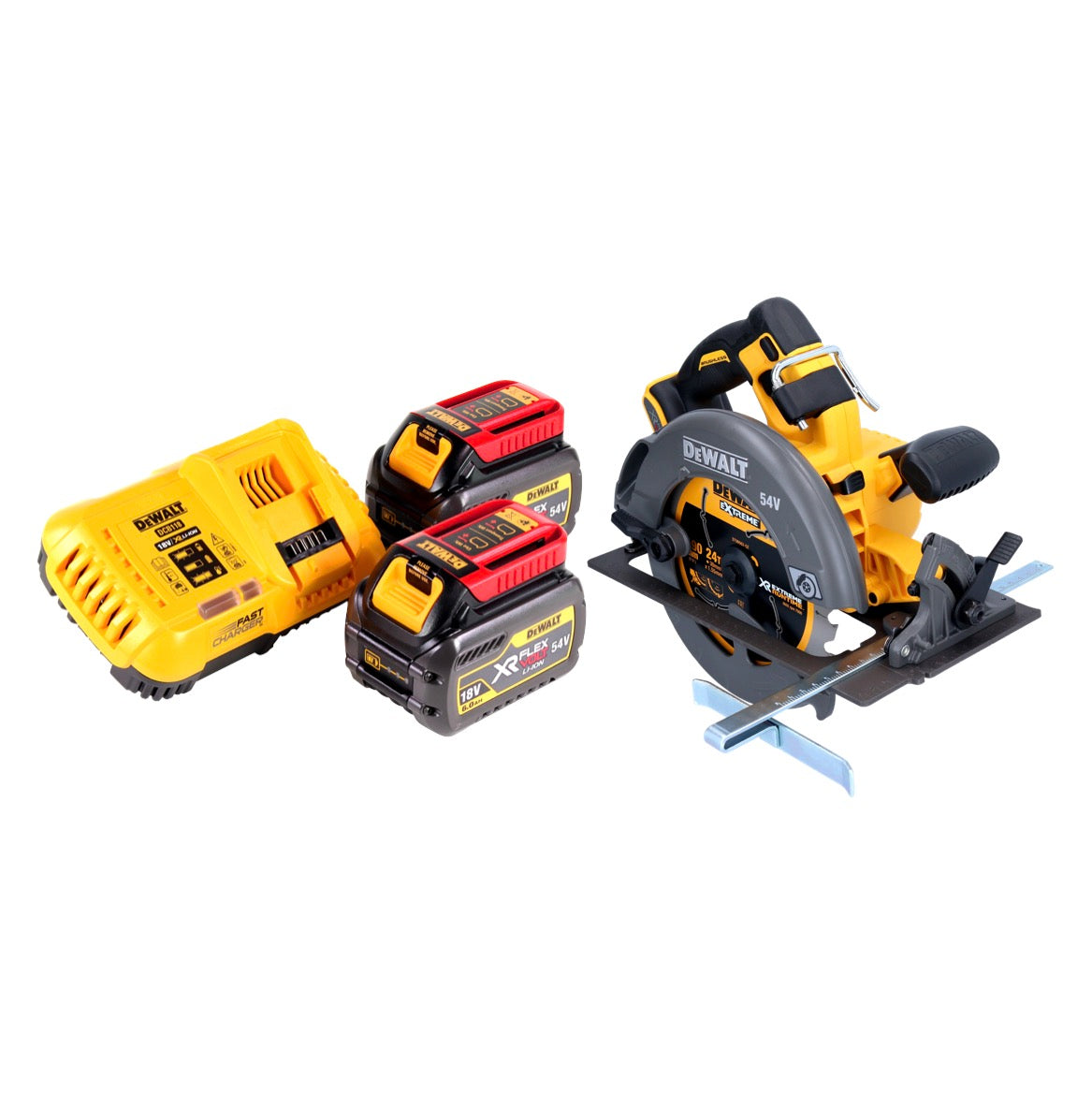 Scie circulaire manuelle à batterie DeWalt DCS 575 T2 54 V FlexVolt 190 mm sans balai + 2x batteries 6,0 Ah + chargeur