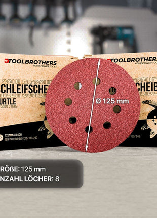 Toolbrothers TURTLE Schleifset 125mm + Milwaukee M18 BOS125-0 Akku Exzenterschleifer 18V 125mm Solo - ohne Akku, ohne Ladegerät - Toolbrothers