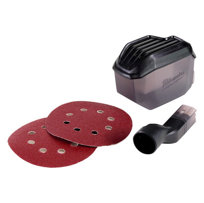 2x kit de ponçage Toolbrothers TURTLE 125 mm + ponceuse excentrique à batterie Milwaukee M18 BOS125-602 FC 18 V 125 mm + 2x batterie 6,0 Ah + chargeur