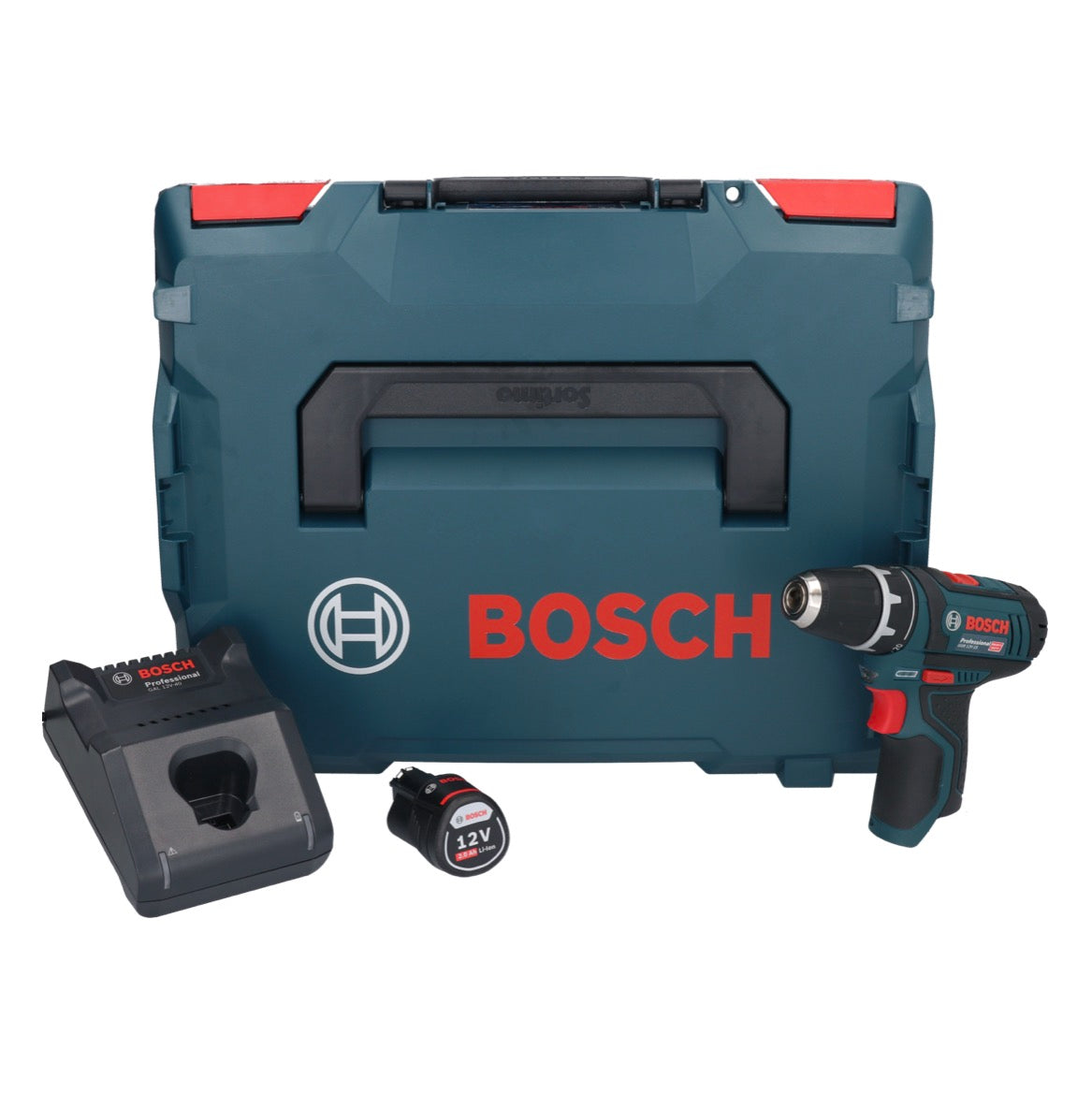 Bosch GSR 12V-15 Professional Akku Bohrschrauber 12 V 30 Nm + 1x Akku 2,0 Ah + Ladegerät + L-Boxx - Toolbrothers