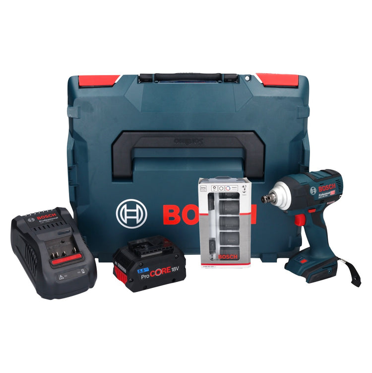 Bosch GDS 18V-300 Akku Schlagschrauber 18 V 300 Nm 1/2" Brushless + 1x ProCORE Akku 5,5 Ah + Ladegerät + 7 tlg. Steckschlüssel Set + L-Boxx - Toolbrothers