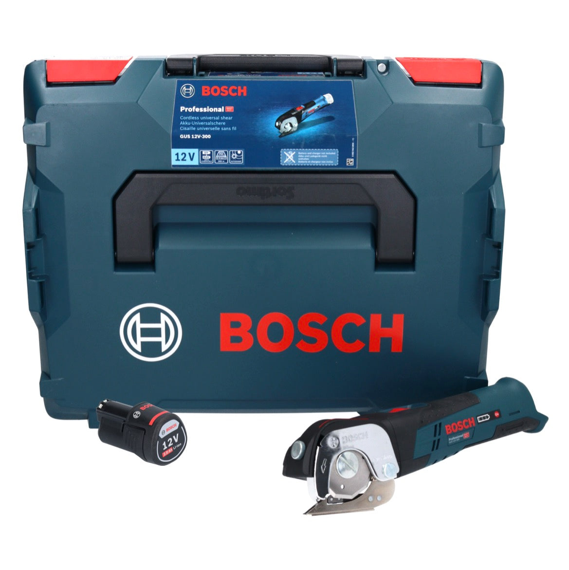 Bosch GUS 12V-300 Professional ciseaux universels à batterie 12 V + 1x batterie 2,0 Ah + L-Boxx - sans chargeur