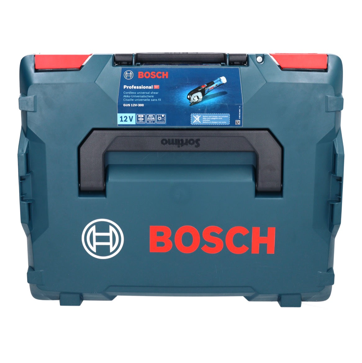 Bosch GUS 12V-300 Ciseaux universels à batterie professionnelle 12 V (06019B2904) + 2x batteries 2,0 Ah + chargeur + L-Boxx