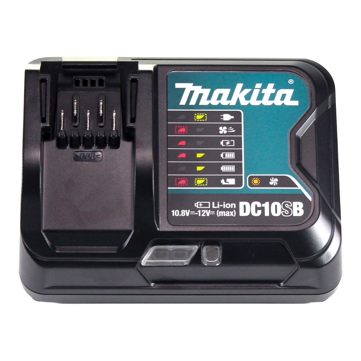 Kit source d'alimentation Makita (197658-5) 2x batterie BL 1021 B 12 V max. 2,0 Ah CXT + chargeur DC 10 SB + Makpac