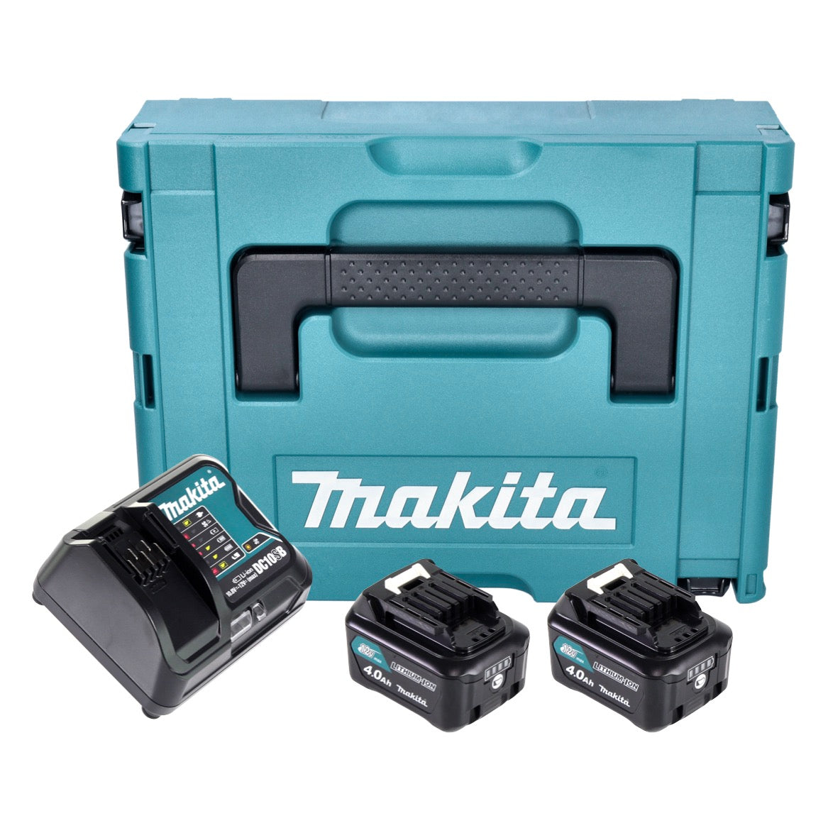 Makita Power Source Kit ( 197641-2 ) 2x BL 1041 B Akku 12 V max. 4,0 Ah CXT + DC 10 SB Ladegerät + Makpac