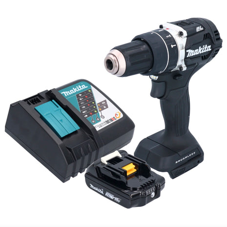 Makita DHP 484 RA1B perceuse à percussion sans fil 18 V 54 Nm sans balais noir + 1x batterie 2,0 Ah + chargeur