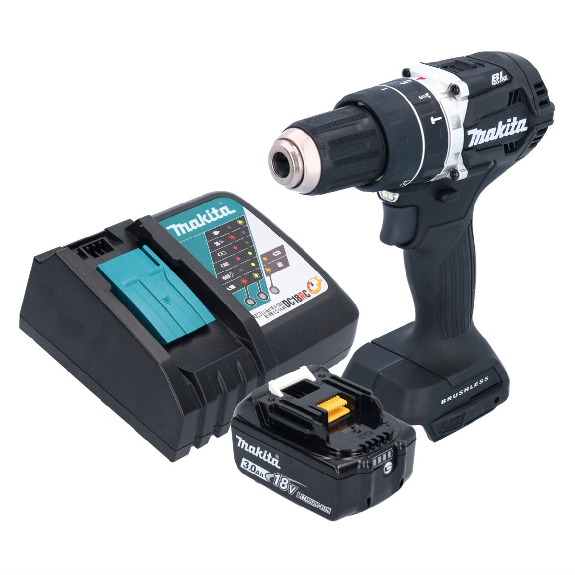 Makita DHP 484 RF1B Akku Schlagbohrschrauber 18 V 54 Nm Brushless Schwarz + 1x Akku 3,0 Ah + Ladegerät - Toolbrothers