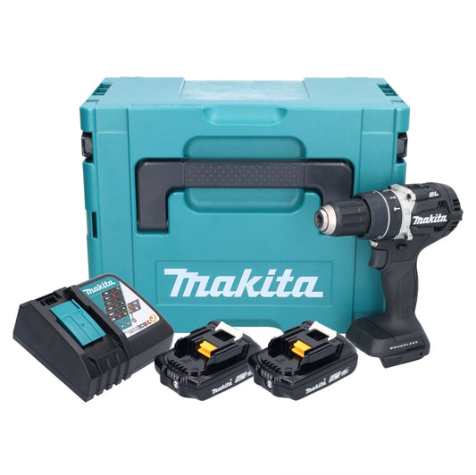 Makita DHP 484 RAJB perceuse à percussion sans fil 18 V 54 Nm sans balais noir + 2x batteries 2,0 Ah + chargeur + Makpac