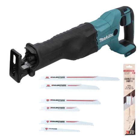 Toolbrothers SAWFISH Reciprosägen-Set 6-tlg. + Makita DJR 186 Z Akku Reciprosäge Säbelsäge 18 V Solo - ohne Akku, ohne Ladegerät - Toolbrothers