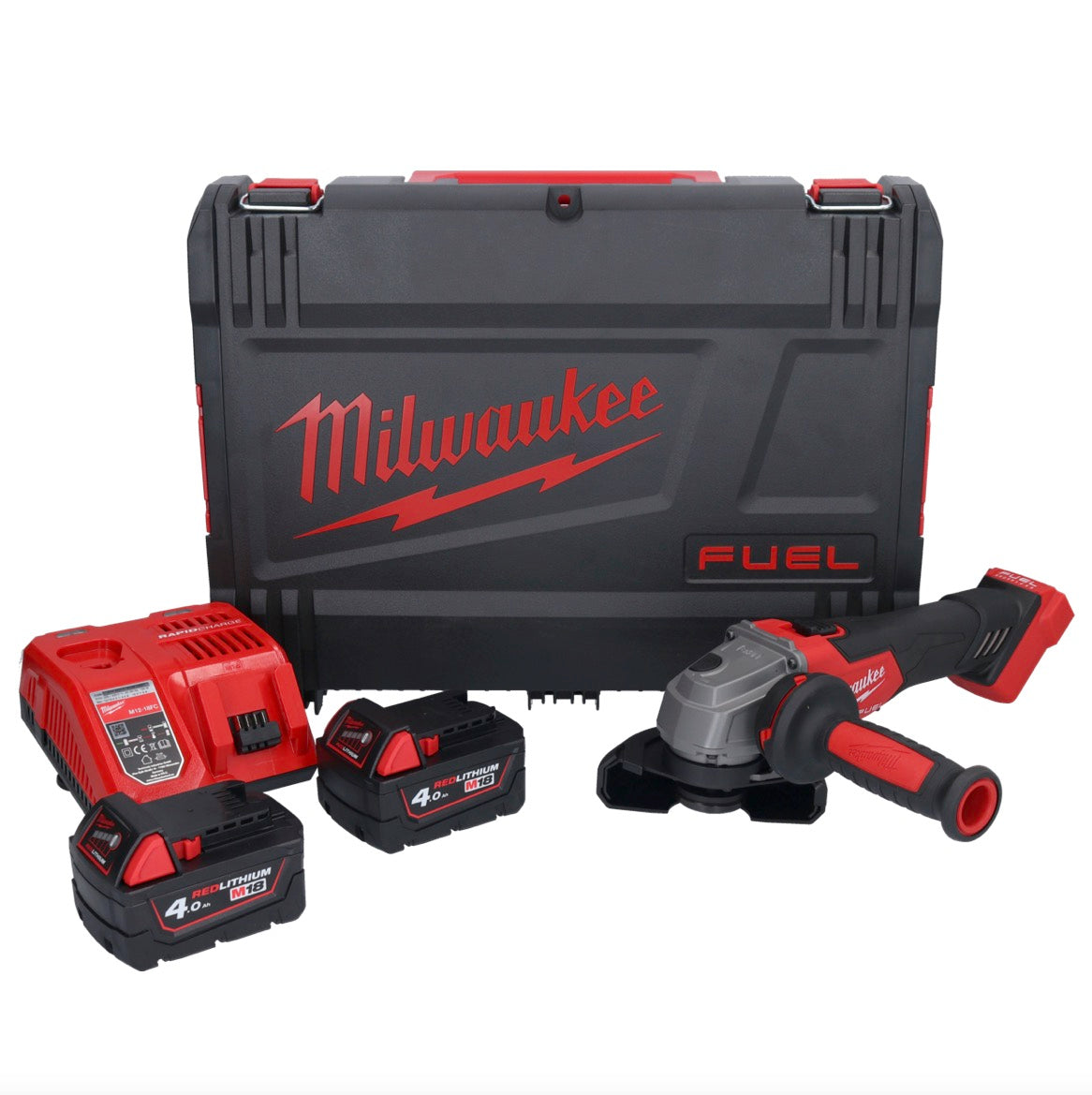 Meuleuse d'angle sur batterie Milwaukee M18 FSAG115X-402X 18 V 115 mm sans balais + 2x batteries 4,0 Ah + chargeur