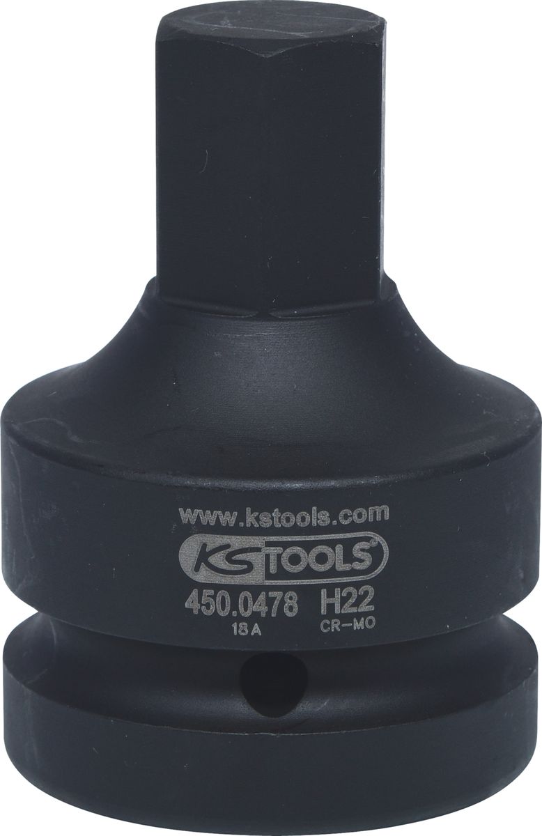 KS TOOLS 1" Kraft-Bit-Stecknuss Innensechskant, kurz, 22 mm ( 450.0478 ) - Toolbrothers