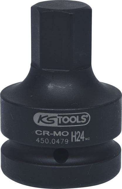 KS TOOLS 1" Kraft-Bit-Stecknuss Innensechskant, kurz, 24 mm ( 450.0479 ) - Toolbrothers