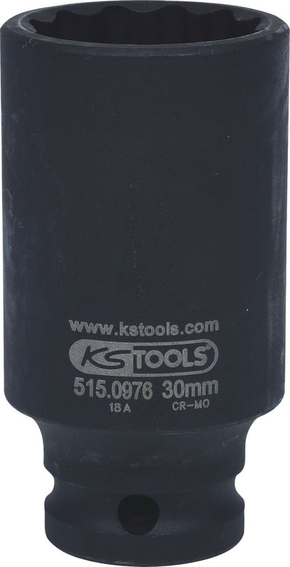 KS TOOLS 1/2" 12-kant-Kraft-Stecknuss, lang, 30 mm ( 515.0976 ) - Toolbrothers