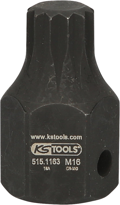 KS TOOLS 1/2" DUODRIVE Spezial-Kraft-Bit-Stecknuss XZN, M16,43mm kurz ( 515.1163 ) - Toolbrothers