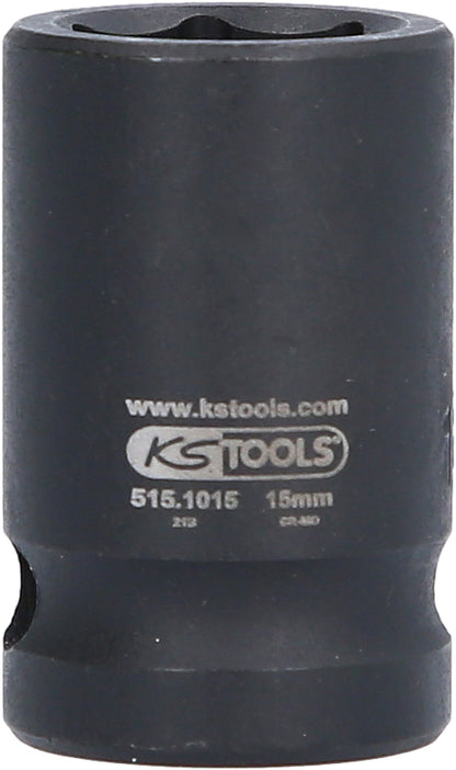 KS TOOLS 1/2" Sechskant-Kraft-Stecknuss, kurz, 15mm ( 515.1015 ) - Toolbrothers