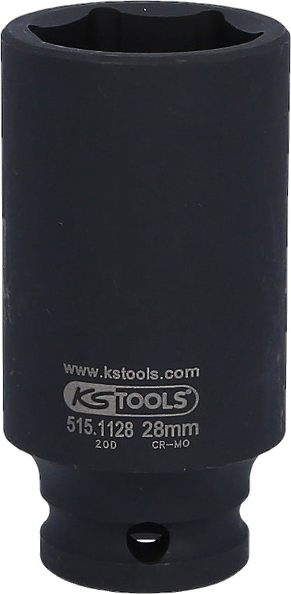 KS TOOLS 1/2" Sechskant-Kraft-Stecknuss, lang, 28mm ( 515.1128 ) - Toolbrothers