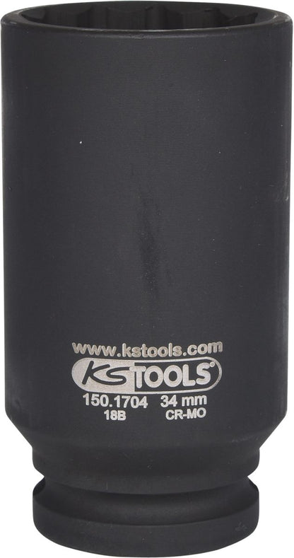 KS TOOLS 1/2" Spezial-Gelenkwellen-Kraft-Stecknuss, 34mm ( 150.1704 ) - Toolbrothers