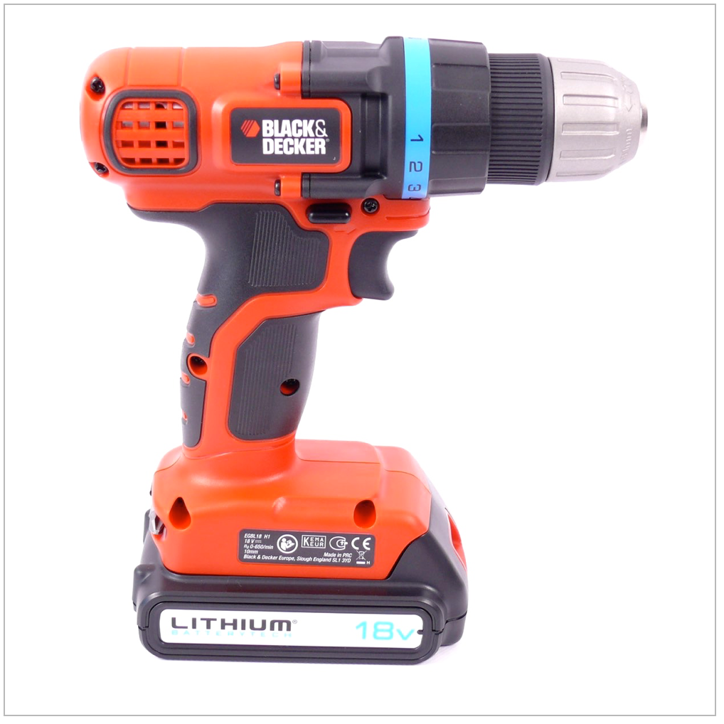 Black & Decker Akku Bohrschrauber EGBL 18 K 18V mit Ladegerät und Akku 1,5 Ah im Koffer - Toolbrothers