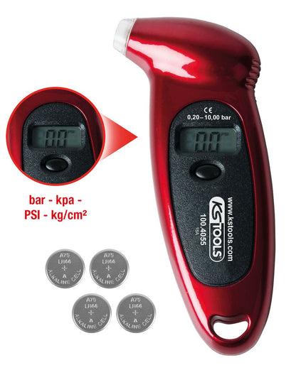 KS TOOLS Digitaler Reifendruckmesser, 0,20 - 10,0 bar ( 100.4055 ) - Toolbrothers