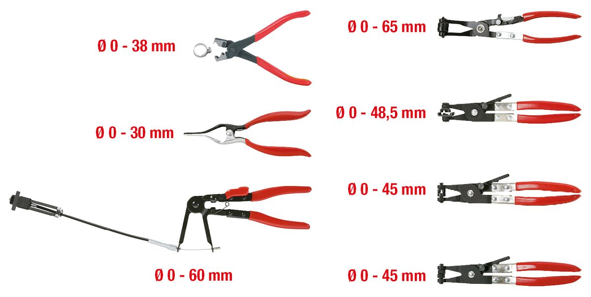 KS TOOLS KFZ Schlauchschellenzangen-Satz, 7-tlg ( 115.1055 ) - Toolbrothers