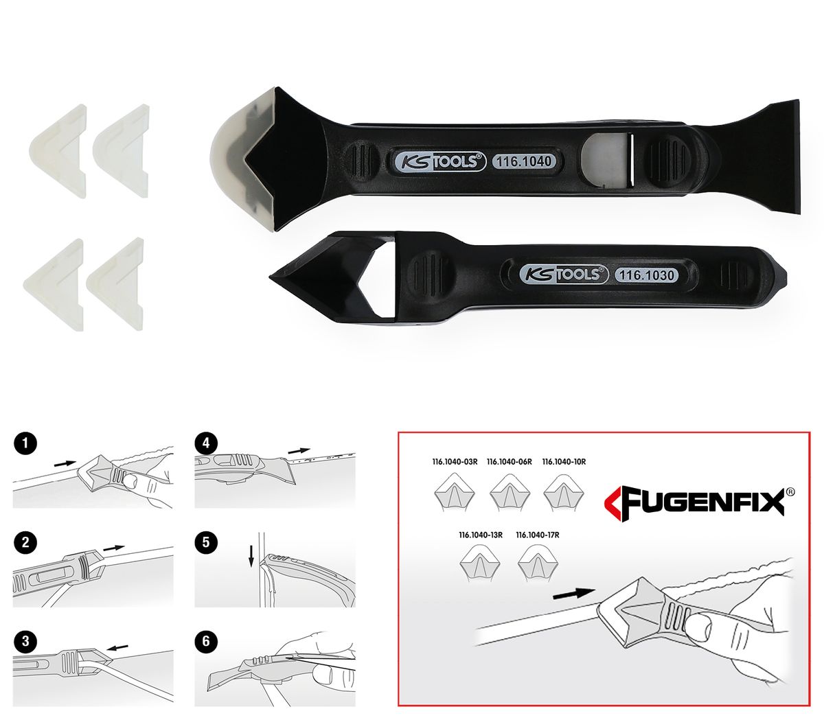 KS TOOLS FUGENFIX Silikonschaber- und Abziehersatz, 7-tlg ( 116.1050 ) - Toolbrothers