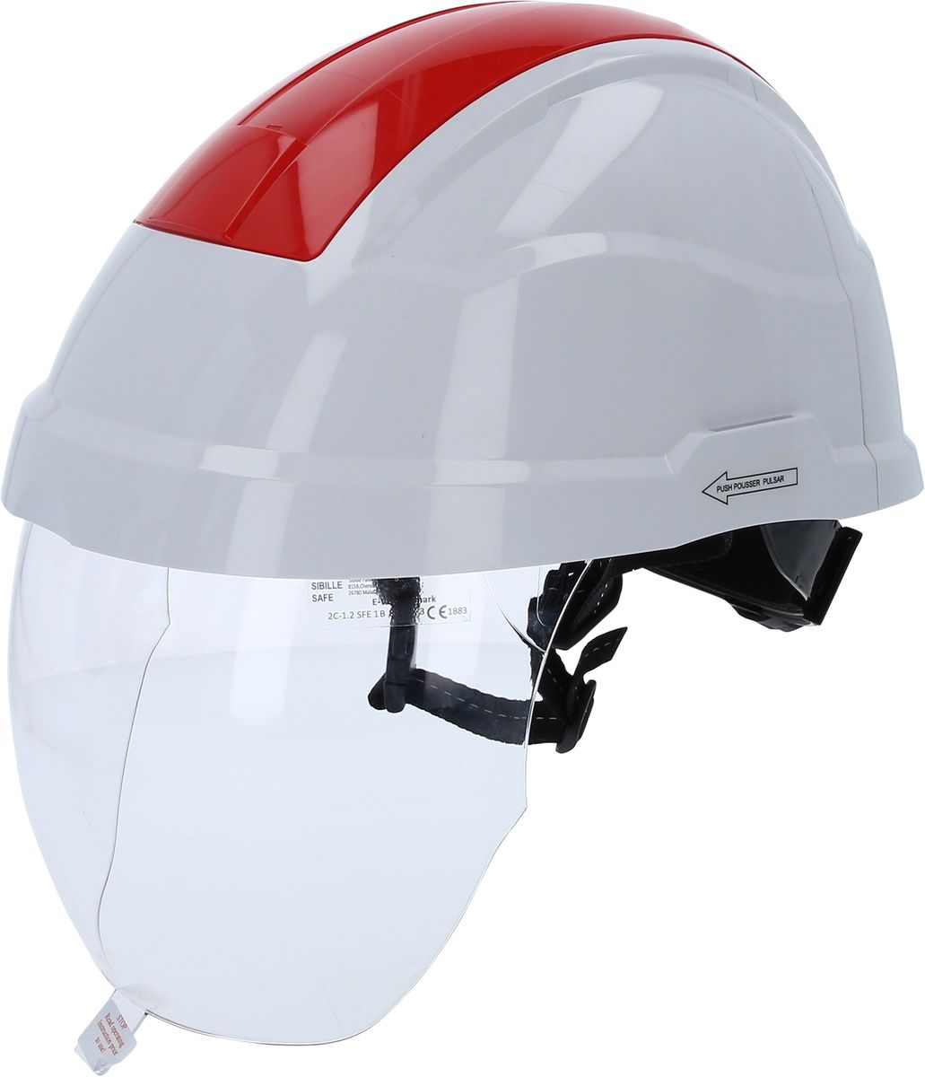 Casque de sécurité de travail KS TOOLS avec protection faciale, rouge ( 117.0137 )