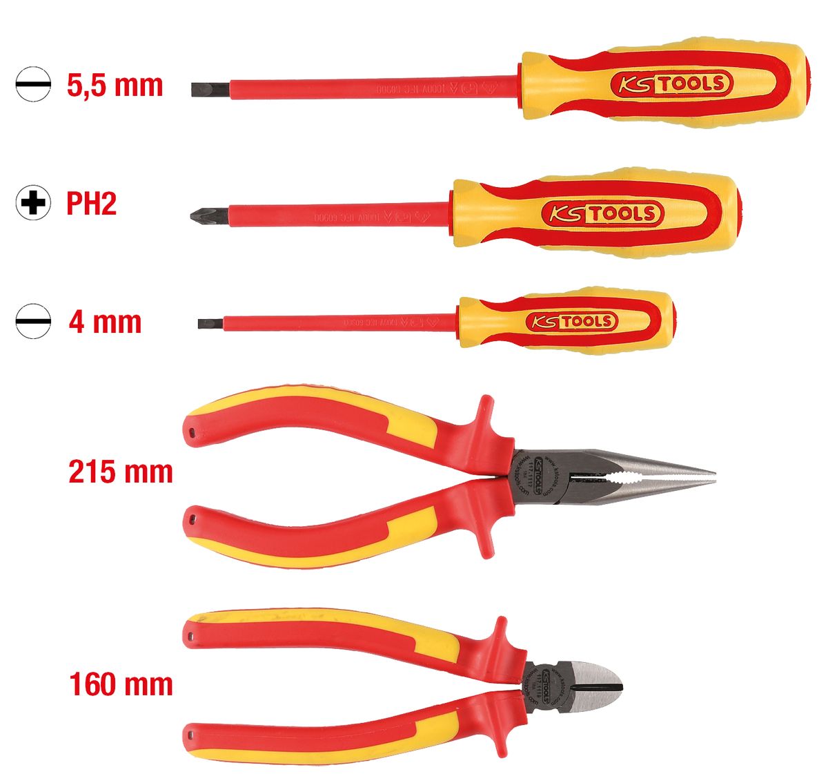 KS TOOLS ERGOTORQUE VDE Zangen- und Schraubendreher-Satz, 5-tlg Variante 1 ( 117.1170 ) - Toolbrothers