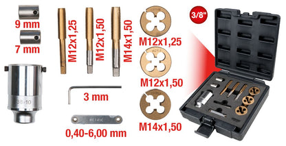 KS TOOLS 3/8" Gewindeschneid-Satz für Radmuttern- und Schrauben, 11-tlg ( 150.1420 ) - Toolbrothers