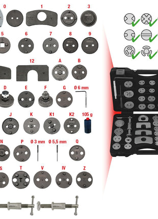 KS TOOLS jeu d'outils de réinitialisation des pistons de frein, 41 pièces (150.1970)