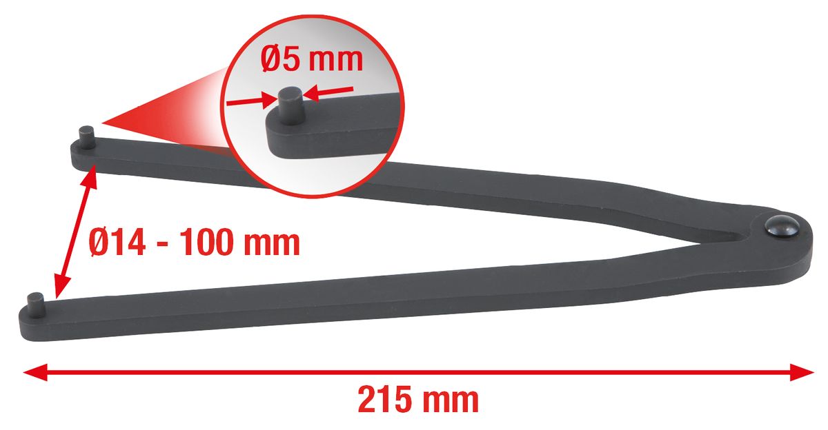 KS TOOLS Stirnlochschlüssel Ø 14 - 100 mm mit Zapfendurchmesser 5,0 mm ( 150.2407 ) - Toolbrothers