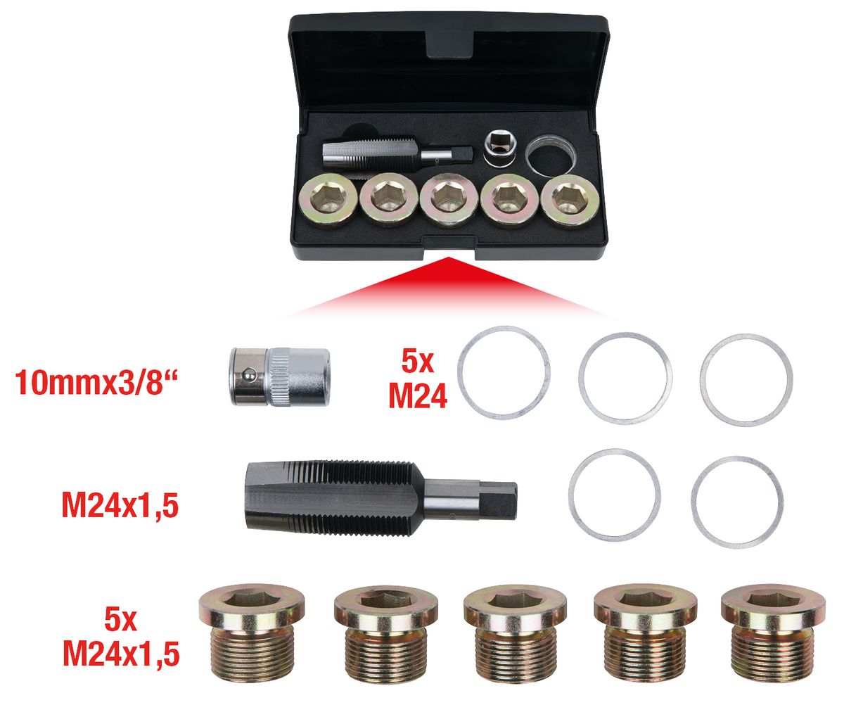 KS TOOLS Ölablassschrauben-Gewindereparatur-Satz, 12-tlg M24 x 1,5 ( 150.4950 ) - Toolbrothers