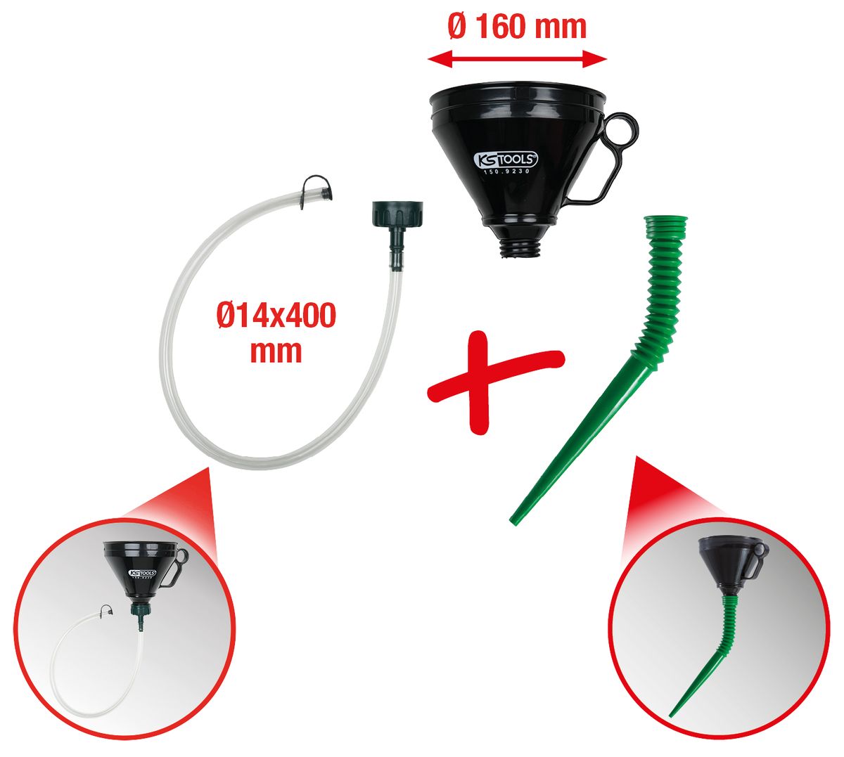 KS TOOLS Universal-Trichter-Satz, 3-tlg ( 150.9230 ) - Toolbrothers