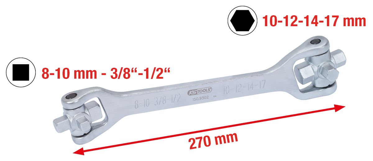 KS TOOLS 8 in 1 Öldienst-Schlüssel, 270 mm ( 150.9302 ) - Toolbrothers