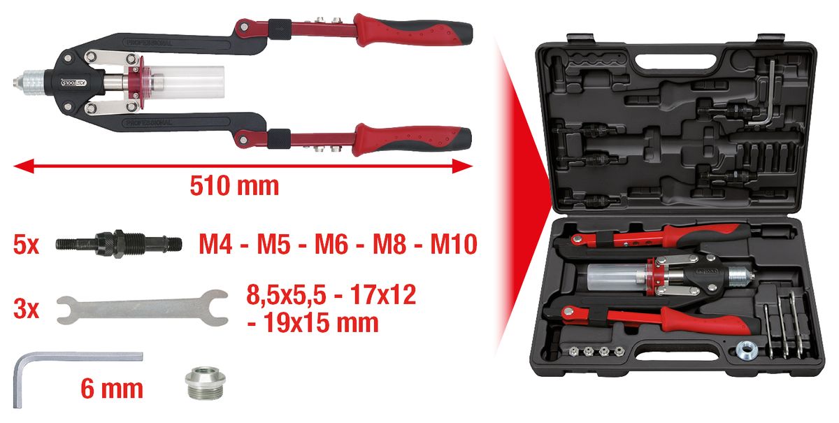 KS TOOLS Universal-Nietzangen-Satz, 17-tlg ( 150.9630 ) - Toolbrothers