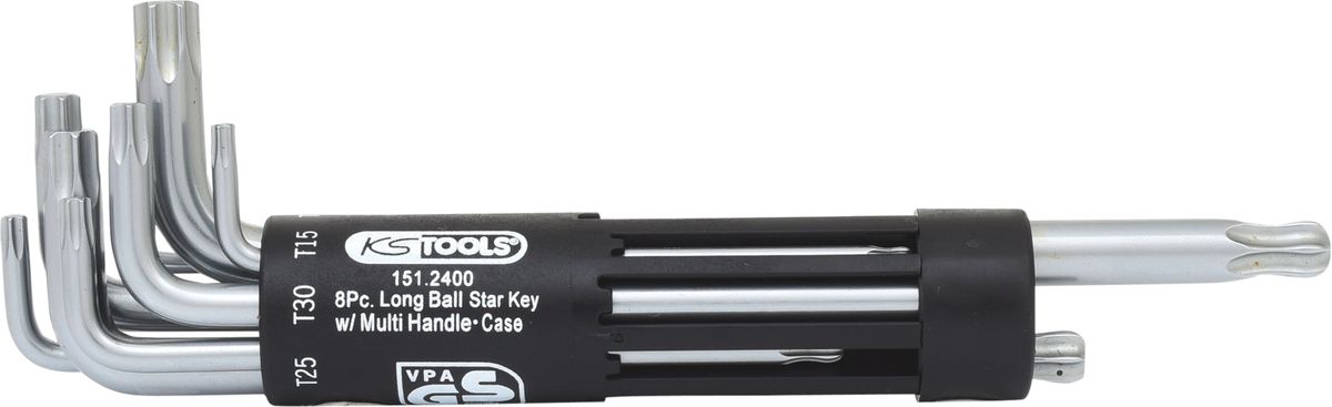 KS TOOLS 3 in 1 Kugelkopf-Torx-Winkelstiftschlüssel-Satz,lang,8-tlg ( 151.2400 ) - Toolbrothers