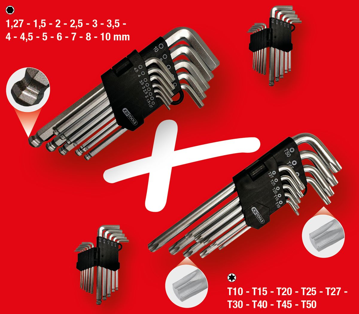 KS TOOLS Winkelstiftschlüssel-Satz, Torx, Innensechskant, 22-tlg ( 151.4000 ) - Toolbrothers