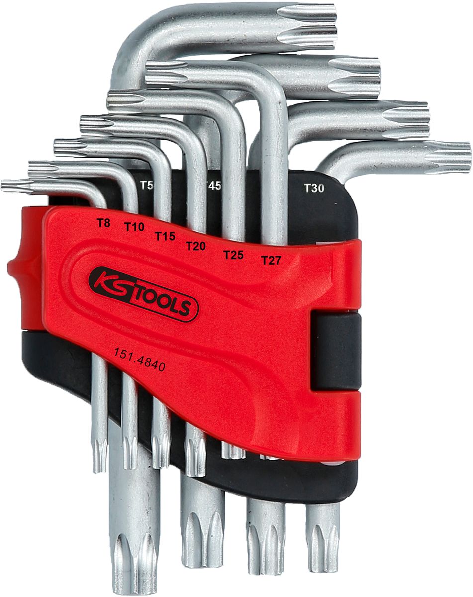 KS TOOLS Torx-Winkelstiftschlüssel-Satz mit Bohrung, kurz, 10-tlg, TB8-TB50 ( 151.4840 ) - Toolbrothers