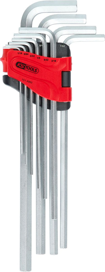 KS TOOLS Innensechskant-Winkelstiftschlüssel-Satz, extra lang, 10-tlg Zoll ( 151.4960 ) - Toolbrothers