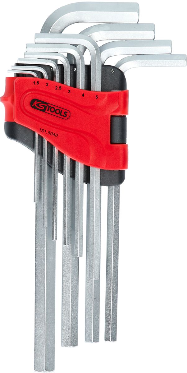 KS TOOLS Innensechskant-Winkelstiftschlüssel-Satz, lang, 10-tlg ( 151.5040 ) - Toolbrothers