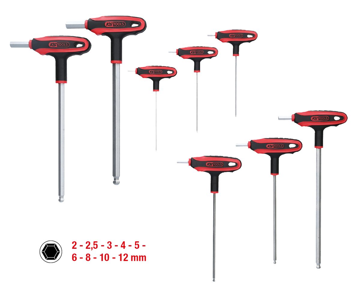 KS TOOLS T-Griff-Innensechskant-Kugelkopf-Schlüssel-Satz, 9-tlg ( 151.8150 ) - Toolbrothers