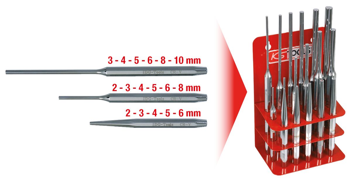 KS TOOLS Durchtreiber-Satz, 17-tlg ( 156.0180 ) - Toolbrothers