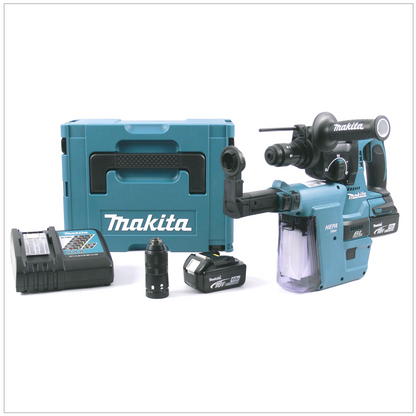 Makita DHR 243 RMJV Akku Bohrhammer 18 V 2,0 J SDS plus Brushless + 2x Akku 4,0 Ah + Ladegerät + Staubabsaugung + Makpac - Toolbrothers