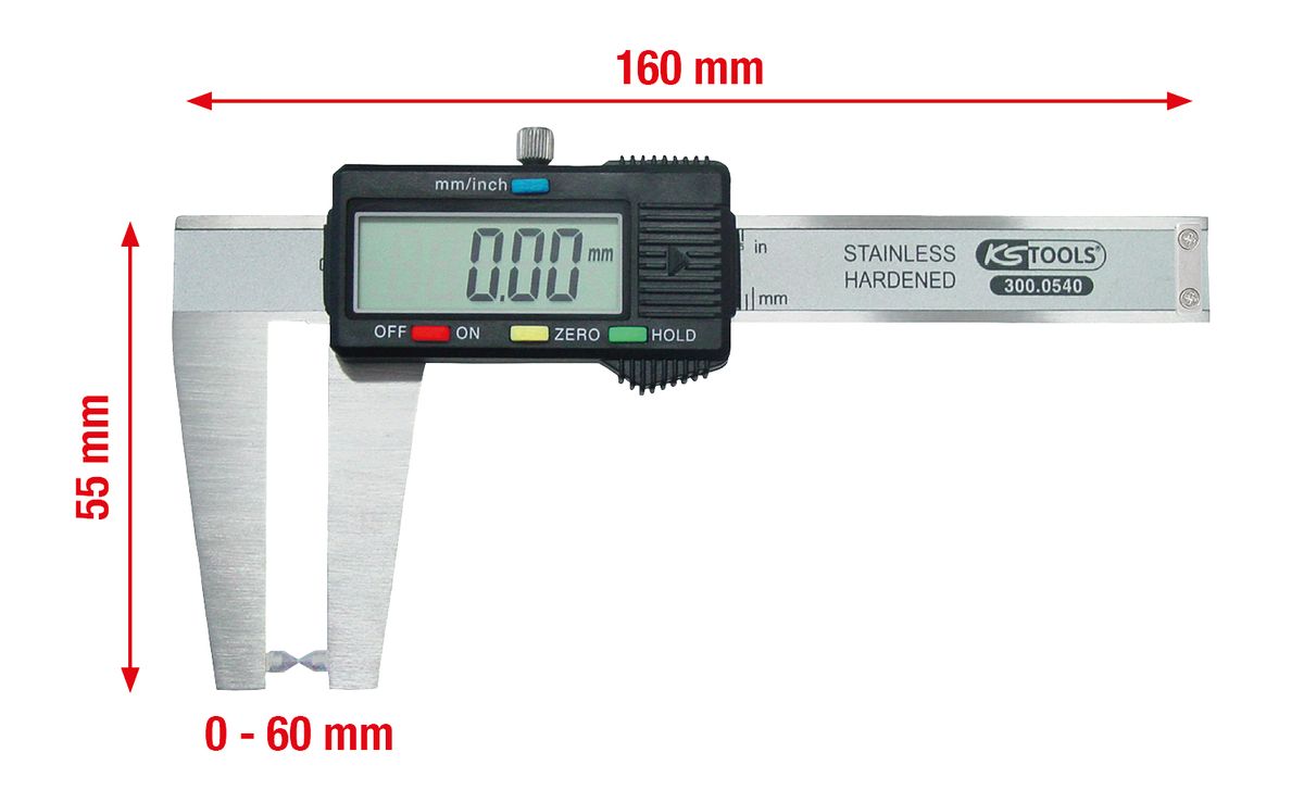 KS TOOLS Digital-Bremsscheiben-Messschieber 0-60mm, 160mm ( 300.0540 ) - Toolbrothers