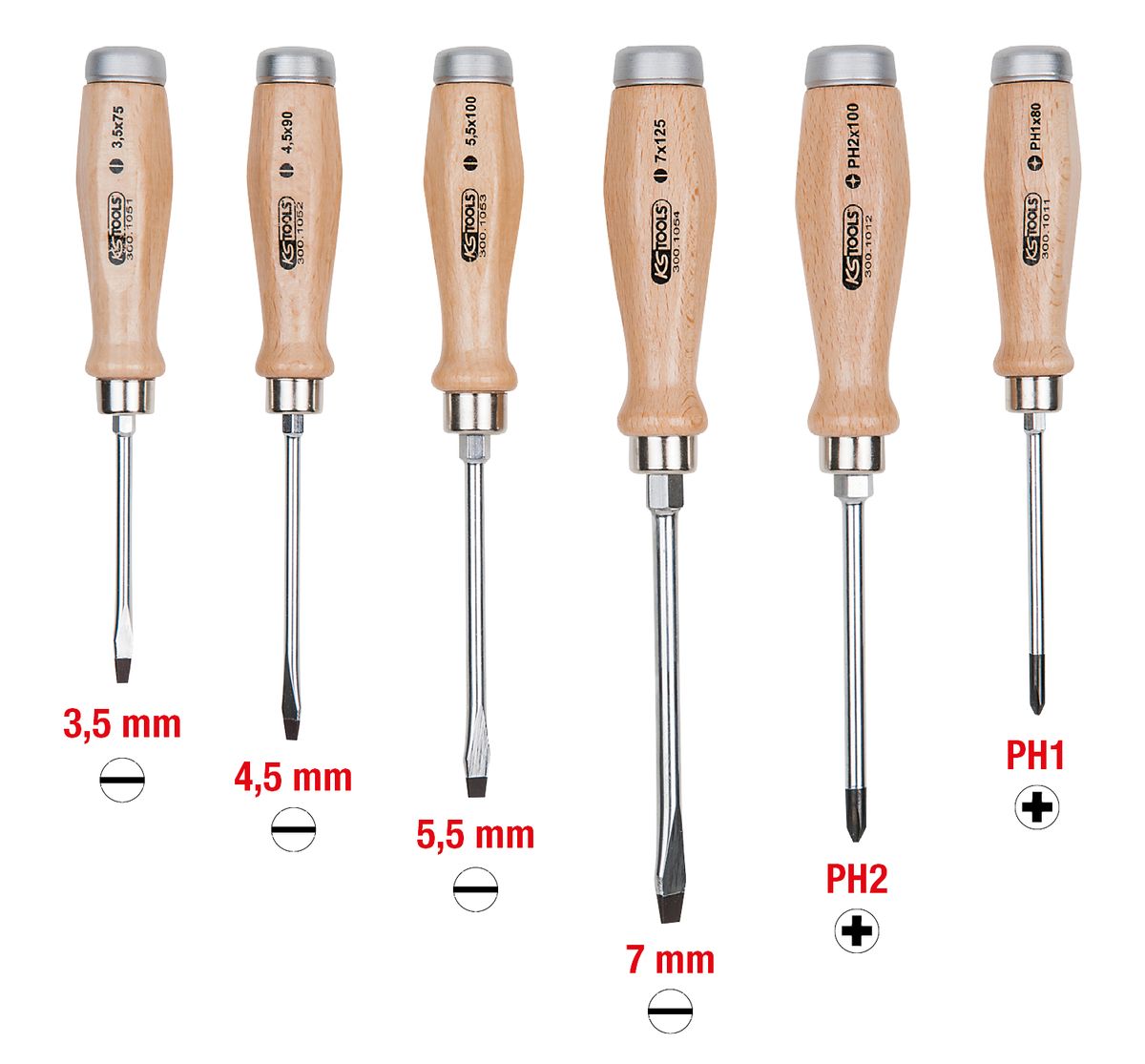 KS TOOLS ERGOTORQUE WOODmax Schlag-Schraubendreher-Satz, 6-tlg ( 300.1050 ) - Toolbrothers