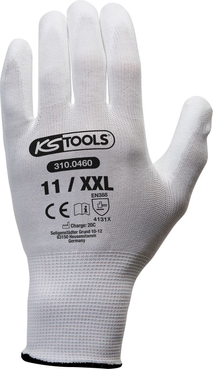 KS TOOLS Mikro-Feinstrickhandschuhe-weiß, 11, 12 Paar ( 310.0460 ) - Toolbrothers