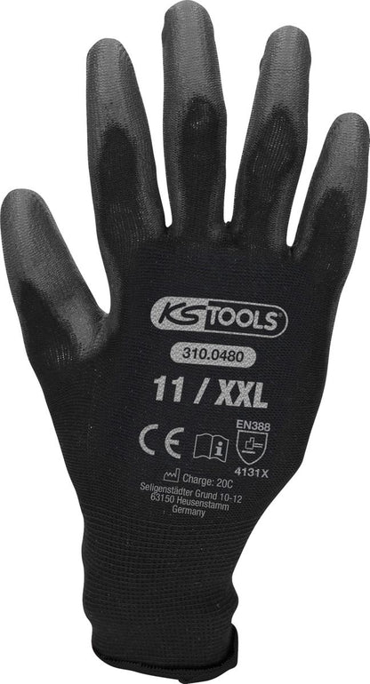 KS TOOLS Mikro-Feinstrickhandschuhe-schwarz, 11, 12 Paar ( 310.0480 ) - Toolbrothers